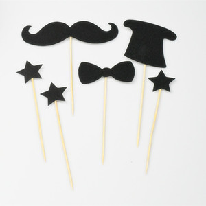 Decoraciones para Pastel de Cumpleaños o Día del Padre, Juego de 7 Piezas de Papel Negro Desechable con Diseño de Caballero - Product Image 3