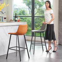 Tabouret de bar industriel en métal avec assise rembourrée, dossier bas et repose-pieds – Chaise de bar moderne pour bistrot et comptoir de cuisine
