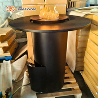 Brasero à gaz en métal au design moderne avec brûleur en acier thermolaqué, chauffage extérieur écologique pour jardin et cour.