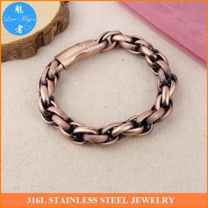 Bracelet chaîne <span class=keywords><strong>gourmette</strong></span> en acier inoxydable massif de haute qualité pour <span class=keywords><strong>homme</strong></span>, largeur 13 mm, couleur or rose - Product Image 5