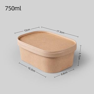 Cajas y Tazones Rectangulares de Papel Kraft Biodegradable Desechables de 450 ml/15 oz para Alimentos, Venta al por Mayor, Impresiones Personalizadas - Product Image 2