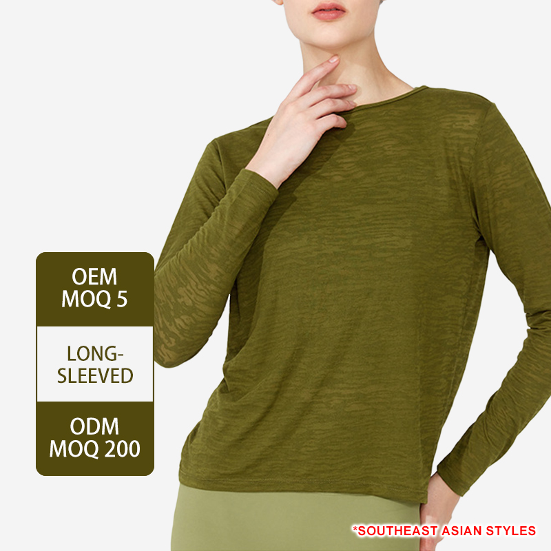 YC253 Women's Breathable Yoga Vest Quick Dry Loose-Fitting Wear Long Sleeve Round Neck Yoga Top for Training Gym Wear