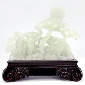 Coppia di ornamenti di <span class=keywords><strong>elefante</strong></span> di giada incisi per soggiorno armadio per vino decorazione per sala d'ingresso - Product Image 5