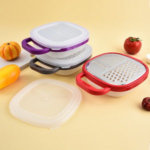 Trancheuse manuelle de fruits et légumes de haute qualité 3 en 1 en acier inoxydable avec couvercle en PP et boîte inférieure - Product Image 4