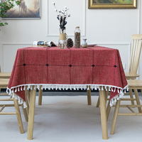 Vente d'usine Nappe rectangulaire personnalisée en coton et lin écologique faite à la main de haute qualité