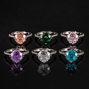 라이트 럭셔리 팔각형 밀레니엄 컷 링 상감 핑크 리튬 퍼플과 블루 지르코니아; 오픈 달콤한 패션 쥬얼리 - Product Image 4