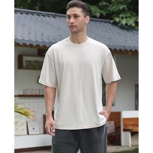 T-shirt en coton pour homme, coupe ample, manches courtes, décontracté, uni, basique, tissu jersey respirant - Product Image 3