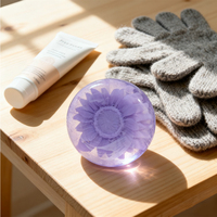 Savon antiseptique transparent fait main Purple Daisy aux huiles essentielles naturelles et vitamine E, pour tous types de peau, parfum personnalisé, OEM ODM