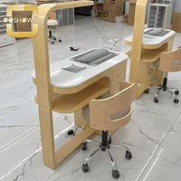 Station de manucure en bois peinte sur mesure pour une personne avec lampes de ventilation et ensemble de chaises pour les fournisseurs de meubles de salon de manucure