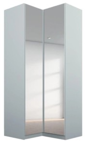 <span class=keywords><strong>Armoire</strong></span> d'angle <span class=keywords><strong>coulissante</strong></span> 2 portes grise soie Unique avec miroir avant - Product Image 2