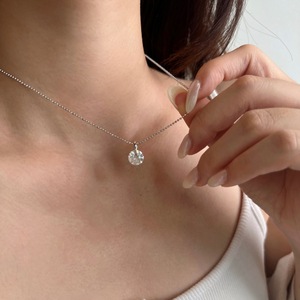 Dylam Simple New Classic 3ct Round Brilliant Cut Moissanite Pendant Gold Plated S925 <b>Sterling</b> <b>Silver</b> Romantic <b>Necklace</b> for <b>Women</b> - Product Image 4