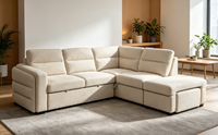 Canapé convertible d'angle durable 2 places The Leader, design européen, avec rangement intégré pour salon