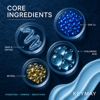 Krim Wajah Peptida Biru GHK-Cu SNAP-8 Label Pribadi untuk Asam Hialuronat Ceramide Melembapkan Mengencangkan Halus Tidak Lengket OEM ODM