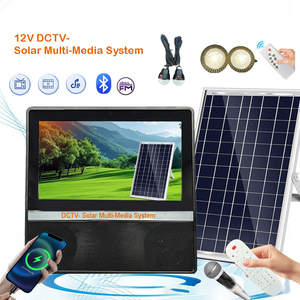 PicoSolar ST009 Pine 10inch Portable Solar <b>TV</b> System 20W Solar FM Radio 12V7AH Battery 2 UFO Shape Lights-Off-Grid ST009 12V DCT - Product Image 3