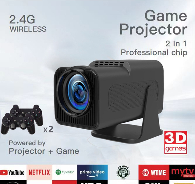 HY320 Max 4K Supported Android 11 Gaming Projector 2G Built-in HIFI Stereo Speakers-Portable Pocketable Home Theater
