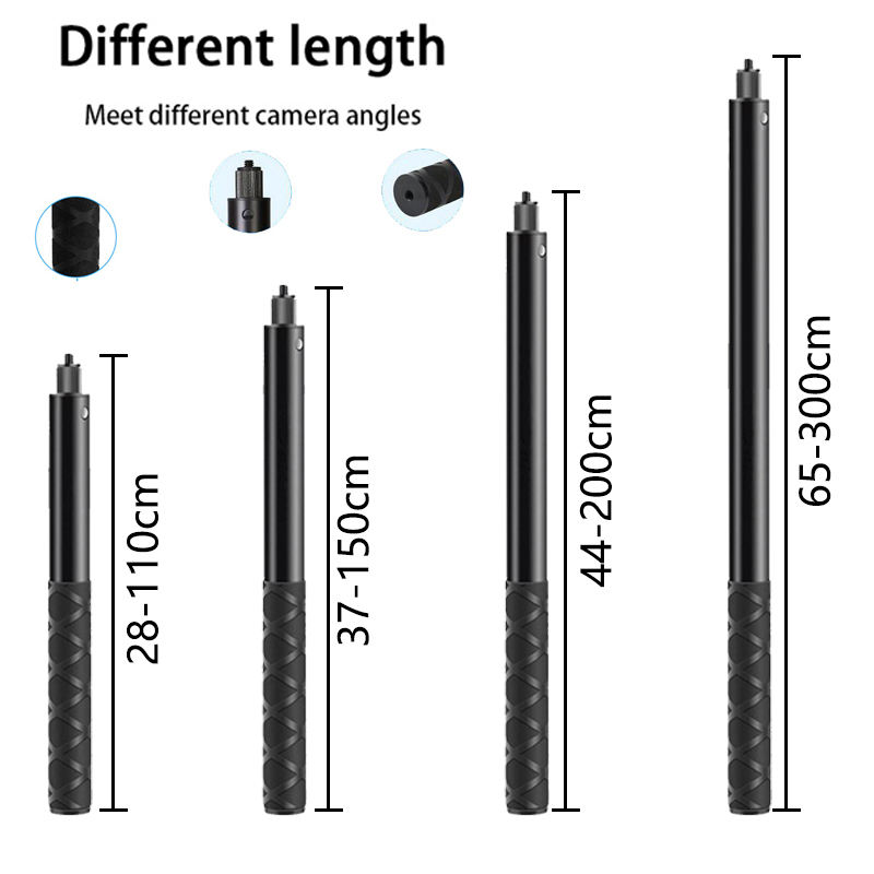 3M 1.1M 1.5M 2M Invisible Extended Edition Selfie Stick Scalable Monopod for GoPro,Insta360, SJCAM, DJI Accessories Stick Tripod