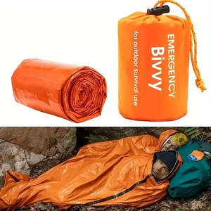 Sac de couchage d'urgence léger en Mylar avec cordon de serrage pour le camping en plein air, sac de survie en gros - Product Image 3