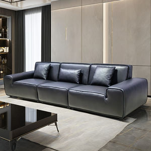 Canapé en cuir noir de petite taille Shatou, style italien moderne minimaliste, pour hôtel, salon et terrasse, pour petits espaces - Product Image 2