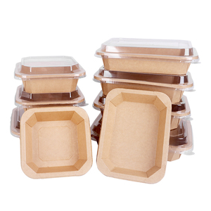 Assiettes et bols en papier kraft jetables écologiques Printon, emballages alimentaires personnalisés, bols à salade en papier octogonaux à emporter avec couvercles - Product Image 2