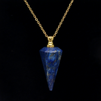 Collier en cristal naturel hexagonal poli, design original, vente en gros, pendentifs en jade, pyramide, améthyste, flacon de parfum