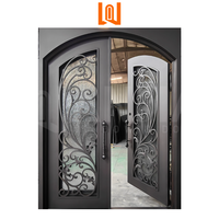 Porte d'entrée en fer forgé moderne de luxe, robuste, sécurisée, finie, pour villas de luxe, porte en fer forgé imperméable
