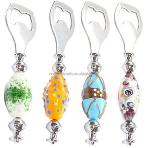 <span class=keywords><strong>Bouteille</strong></span> de bière artisanale 100% soufflée à la main, écologique, <span class=keywords><strong>en</strong></span> acier inoxydable avec bouchon à vis et poignée <span class=keywords><strong>en</strong></span> métal ornée de grosses perles <span class=keywords><strong>en</strong></span> <span class=keywords><strong>verre</strong></span> de style Murano - Product Image 1