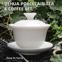 Große Keramik Tasse Tee schale Benutzer definiertes Logo Weißes Porzellan Hammel Fett Jade bedeckt Modernes chinesisches Kaffee & Tee Set Gaiwan