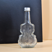 Bouteille en verre personnalisée de 200 ml en forme de violon plaqué, unique pour vin, whisky, vodka, agave, brandy, avec bouchon à vis et impression sérigraphique