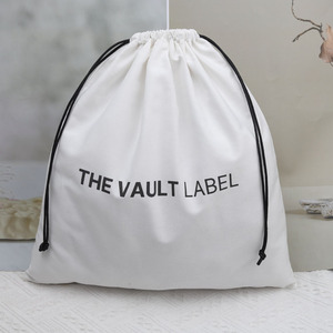 Reusable Shopping Bags Cotton <b>Canvas</b> Tote Bags With Designer Custom Logo <b>Printed</b> Small Cloth Cotton Linen Drawstring Bags - Product Image 1