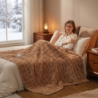 Couverture électrique en fourrure de lapin douce Royal Peace avec 4 niveaux de chaleur, minuterie de 8 heures, protection contre la surchauffe, lavable en machine, prise britannique
