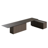 Bureau de direction en bois en forme de L, moderne et luxueux, mobilier de bureau pour PDG, bureau de patron moderne