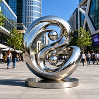 Escultura Orb 3D de Acero Inoxidable Pulido de Doble Armonía Personalizada con Temática Musical y de Cruz - Monumento Moderno para el Día Nacional en Espacios Públicos