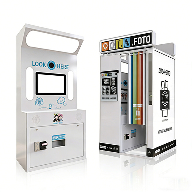 Selfie Kiosk Enclosure Automatic Photo Booth Printer Camera Touchscreen PVC Metal Business Rental Customize Self Service for