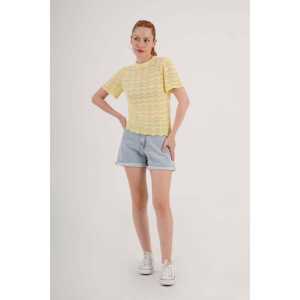 Blusa de Punto Amarilla de Manga Corta para Mujer, Producto al por Mayor con Patrón de Punto - Product Image 5