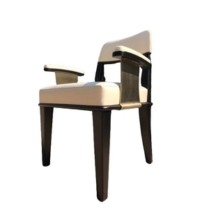 Luxury Eco-Friendly Durable Art Deco Leather <b>Upholstered</b> Dining <b>Chair</b> Brass Metal Accents Modern Design for Home Outdoor Use - Product Image 1