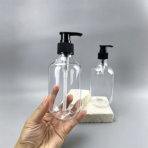 Bouteille en plastique transparente Boston personnalisée en PET de 250 ml et 500 ml pour <span class=keywords><strong>savon</strong></span> pour les mains, shampoing, gel douche, lotion corporelle avec pompe - Product Image 3