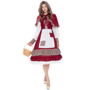 Ferme rurale succession femme de chambre robe à capuche <span class=keywords><strong>adulte</strong></span> petit <span class=keywords><strong>chaperon</strong></span> <span class=keywords><strong>rouge</strong></span> scène Costume de jeu de rôle scène Costume de Performance - Product Image 6