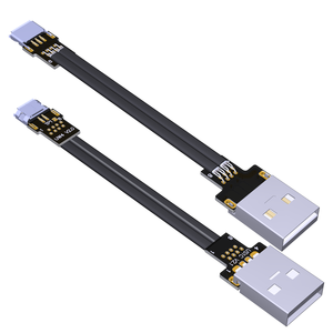 3A FPC ffc siêu mỏng Flex Ribbon Angled dữ liệu mở rộng cáp Angled USB AM để Angled Micro USB nam 3M đen PVC Braid CN; gua - Product Image 2