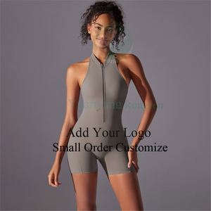 Combinaison <span class=keywords><strong>sexy</strong></span> sans manches à dos ouvert avec fermeture éclair sur le devant pour <span class=keywords><strong>femme</strong></span>, idéale pour le yoga et la gym - Product Image 1