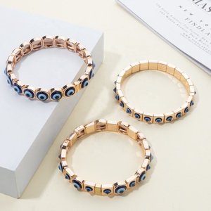 <span class=keywords><strong>Pulsera</strong></span> Boho Turca de Ojo Turco con Cuentas Esmaltadas, Chapada en <span class=keywords><strong>Oro</strong></span>, Amuleto de Protección Nazar, Joyería Apilable para Mujer, Regalo - Product Image 4