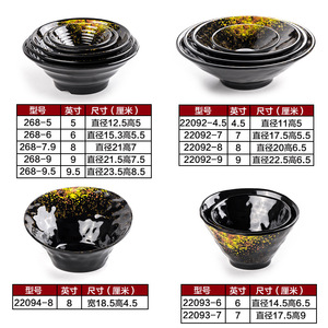 Japanese Style Melamine Dinnerware Set <b>Black</b> Gold Speckle Bowls <b>Plates</b> Irregular Shape Durable Tableware For Daily Use - Product Image 3