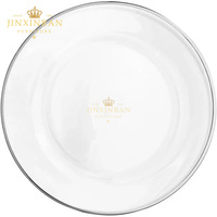 Assiette de présentation en verre transparent avec bordure argentée, assiette ronde pour dîner, décoration de table pour mariage, banquet, réception, événement, fête