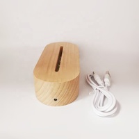 Ellipse – base de lampe 3D en bois acrylique, panneau de Message, lumière LED en bois, veilleuse, cadeau