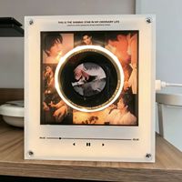 Boîte à musique personnalisée en acrylique vierge avec capteur NFC, disque rotatif, aimant de réfrigérateur, veilleuse, enregistreur de vinyle et CD remplaçables