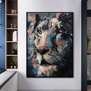 Pintura al óleo de León abstracta grande, arte de pared de animales <span class=keywords><strong>impresionistas</strong></span> <span class=keywords><strong>modernos</strong></span>, impresión Digital pintada a mano en marco de algodón, regalo - Product Image 4