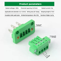 Connector Through-wall Plug-in Terminal Blocks 15EDGWB-3.81MM 2P 3P P4 P5 P6 P8 P10 P12 P14 P20P 300V/8A Crimp Terminal Block