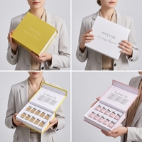 Coffret haut de gamme personnalisé en papier rose et blanc pour flacons de peptides, avec couvercle à charnière et revêtement magnétique anti-UV, pour emballage cadeau de sérum de soin de la peau