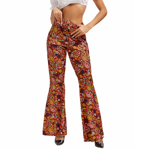 Pantalones Anchos de Estilo Hippie para Mujer, Pantalones con Estampado de Bloques de Color y Pañuelo en la Cabeza, Pantalones Casuales de Moda - Product Image 5