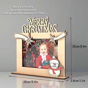 Cadre photo <span class=keywords><strong>de</strong></span> Noël en bois découpé au laser flocons <span class=keywords><strong>de</strong></span> neige renne <span class=keywords><strong>maison</strong></span> en pain d'épice décor <span class=keywords><strong>de</strong></span> vacances bricolage pour enfants cadre photo <span class=keywords><strong>de</strong></span> Noël personnalisé - Product Image 2