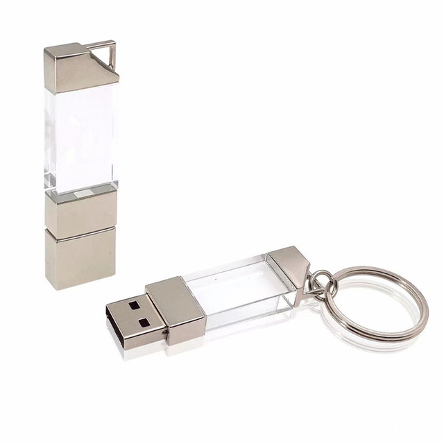 Creative Gift 8GB USB Memory Stick Light up Crystal Usb Flash Drive With Led Light Glass Usb Stick 32GB Keychain Pen Drive